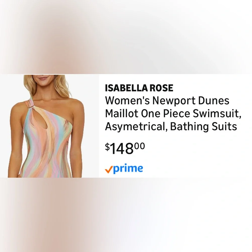 LARGE NWT Asymmetrical Pastel Striped Women's One Piece Bikini pink multi color - Picture 6 of 6